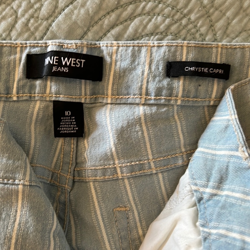 Cropped light blue striped stretch jeans ladies size 10